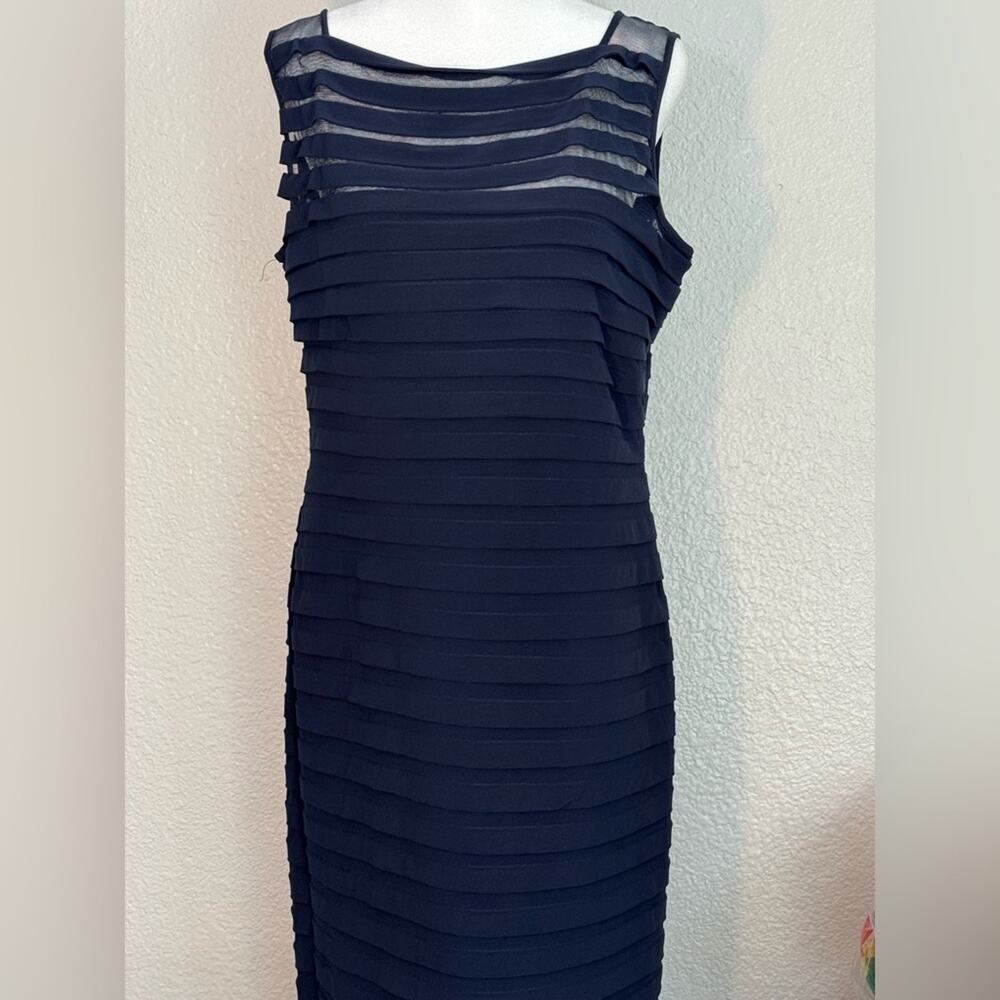 Adrianna Papell Navy Tiered Sheath Dress – Size 14
